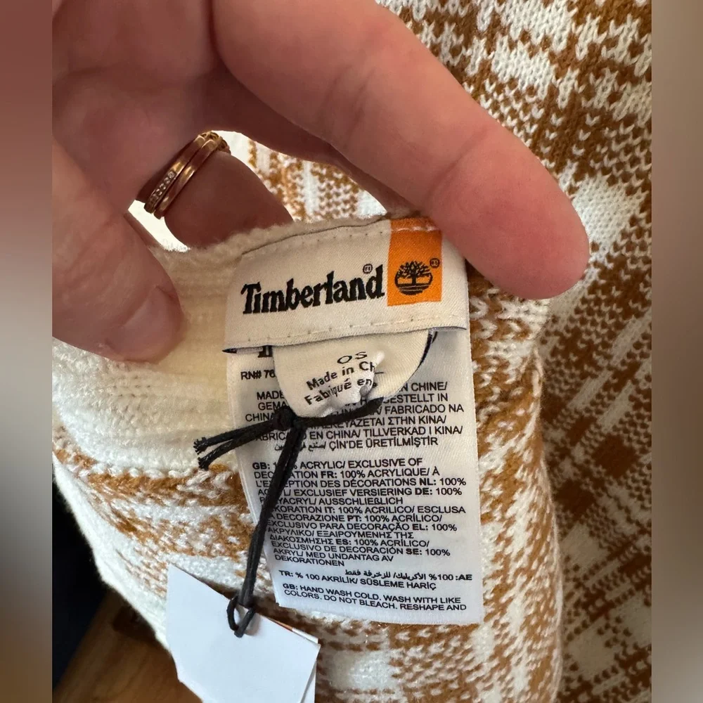 NWT‎ Timberland Unisex Plaid Scarf - Brown and Cream